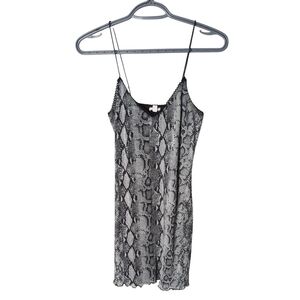 Garage V Neck Snake Print Mesh Mini Slip Dress Women’s Size Small Black/Gray